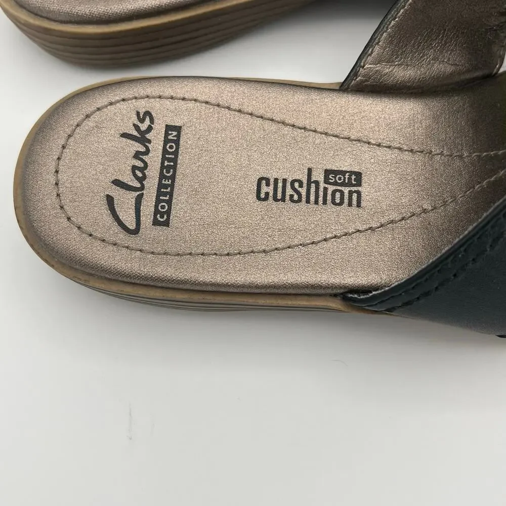 Clarks Women's Soft Cushion Collection Lusine Gable Thong Black Floral Size 6M